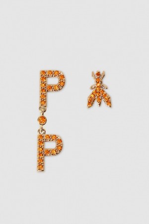 Patrizia Pepe Brass And Glass Earrings Oranje | YUX016748