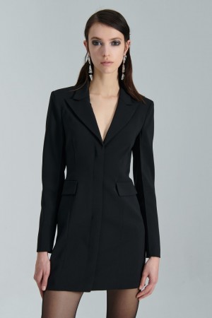 Patrizia Pepe Essential Crepe Dress Jacket Zwart | FHP437802