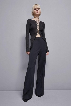 Patrizia Pepe Essential Crepe Palazzo-fit Pants Zwart | IGS742805