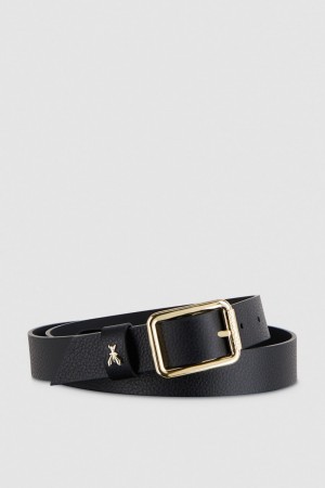 Patrizia Pepe Hammered Leather Low-waist Belt Zwart | AUV972564