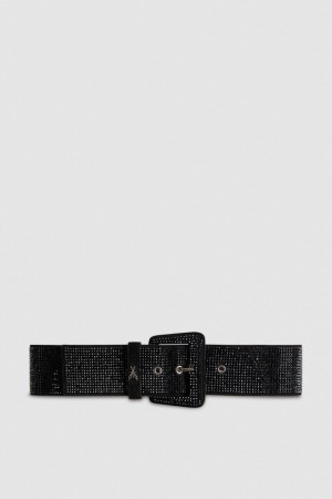 Patrizia Pepe High-waisted Belt With Rhinestones Zwart | WIS981302