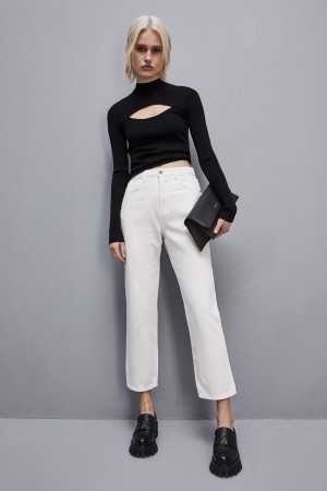 Patrizia Pepe High-waisted Denim Pants Wit | KVP432765