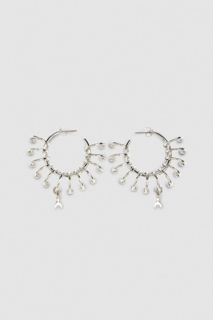 Patrizia Pepe Hoop Earrings With Rings Zilver | VWN487630