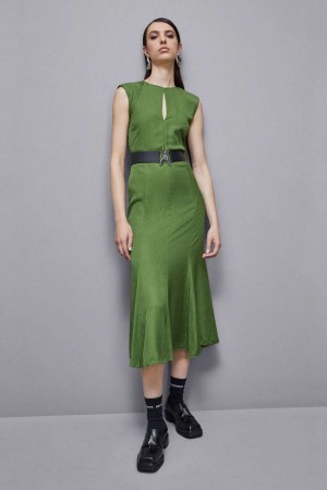 Patrizia Pepe Jacquard Viscose Midi Dress Groen | YUW346170