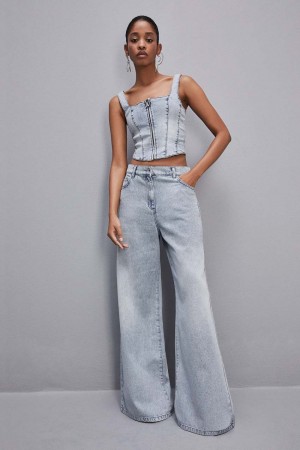 Patrizia Pepe Low Rise Oversized Denim Jeans Lichtblauw | NCR860571