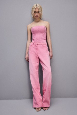 Patrizia Pepe Low Waist Straight Pants Roze | MXF791826