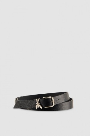 Patrizia Pepe Low-waist Hammered Leather Belt Zwart | XTM248615