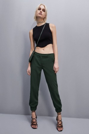 Patrizia Pepe Low-waisted Crepe Jogger Pants Groen | KZT924301