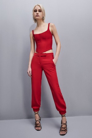 Patrizia Pepe Low-waisted Jogger Pants Rood | UDZ460953