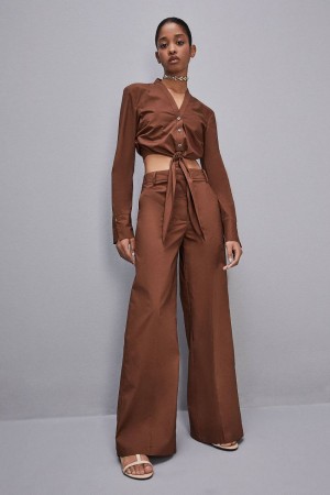 Patrizia Pepe Low-waisted Palazzo Fit Pants Bruin | GCJ372895