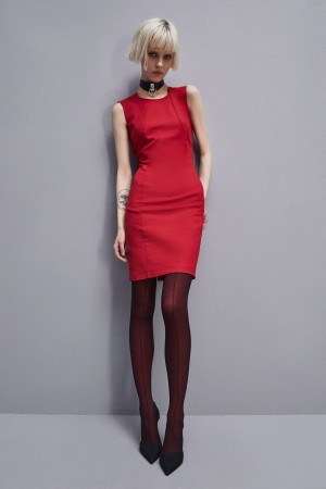 Patrizia Pepe Midi Sheath Dress Rood | IDB782095