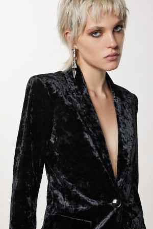 Patrizia Pepe One-button Velvet Jacket Zwart | LRT948630