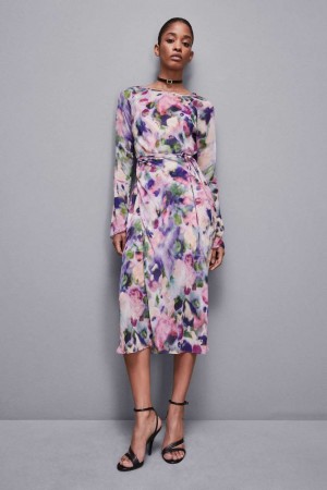 Patrizia Pepe Patterned Chiffon Midi Dress Gekleurd | QZC725364