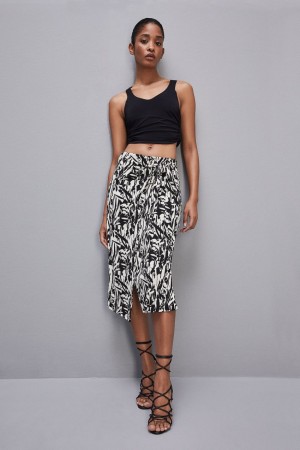 Patrizia Pepe Patterned Jersey Midi Skirt Wit | EDO421086