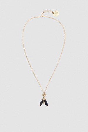 Patrizia Pepe Precious Fly Mini Necklace Zwart | WOP213985