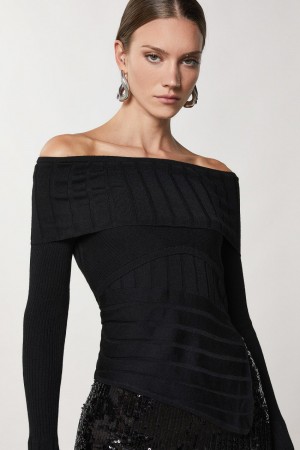 Patrizia Pepe Rib Knit Zwart | VYD418759