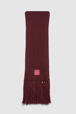 Patrizia Pepe Ribbed Scarf With Fabric Fringes Paars | HDL190586