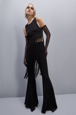 Patrizia Pepe Sleeveless Top With Fringes Zwart | SKO768149