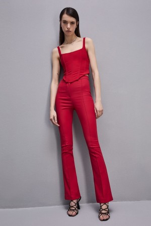 Patrizia Pepe Slim Flare Pants Rood | VLI254693