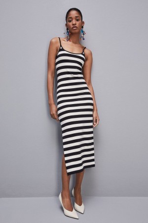 Patrizia Pepe Slim Jersey Dress With Cotton Straps Wit | QBZ912756