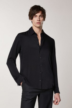 Patrizia Pepe Solid-colored Shirt In Viscose Twill Zwart | QIX940871