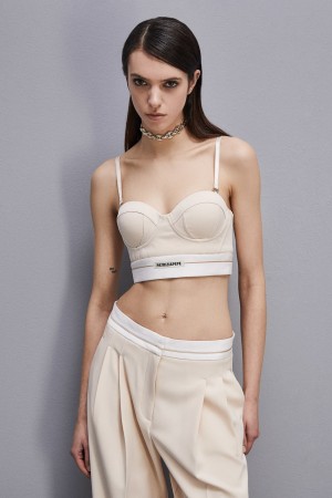 Patrizia Pepe Tailored Bustier With Belt Beige | MEQ026137