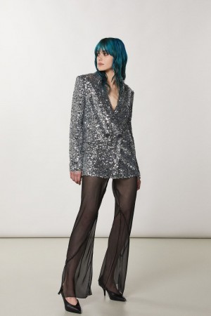 Patrizia Pepe Two-button Jacket With Sequins Grijs | EDF370612