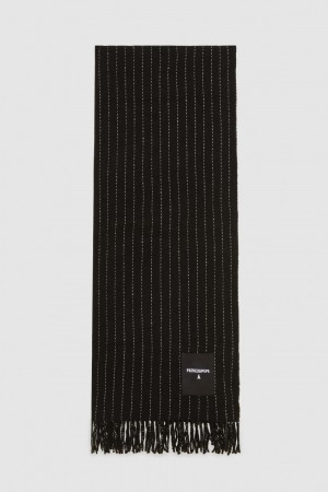 Patrizia Pepe Wool-blend Pinstripe Scarf Zwart | FXB264759