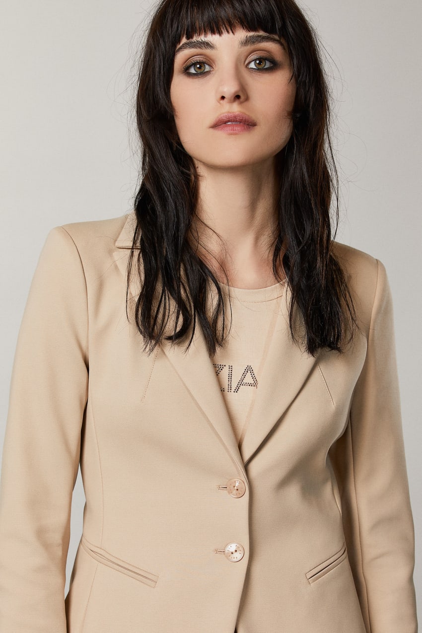 Patrizia Pepe 2-button Slim Jacket Beige | QRA607981