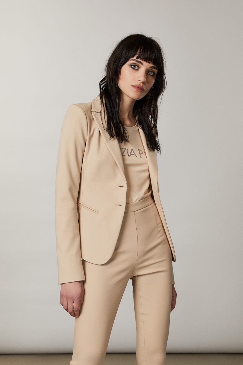 Patrizia Pepe 2-button Slim Jacket Beige | QRA607981