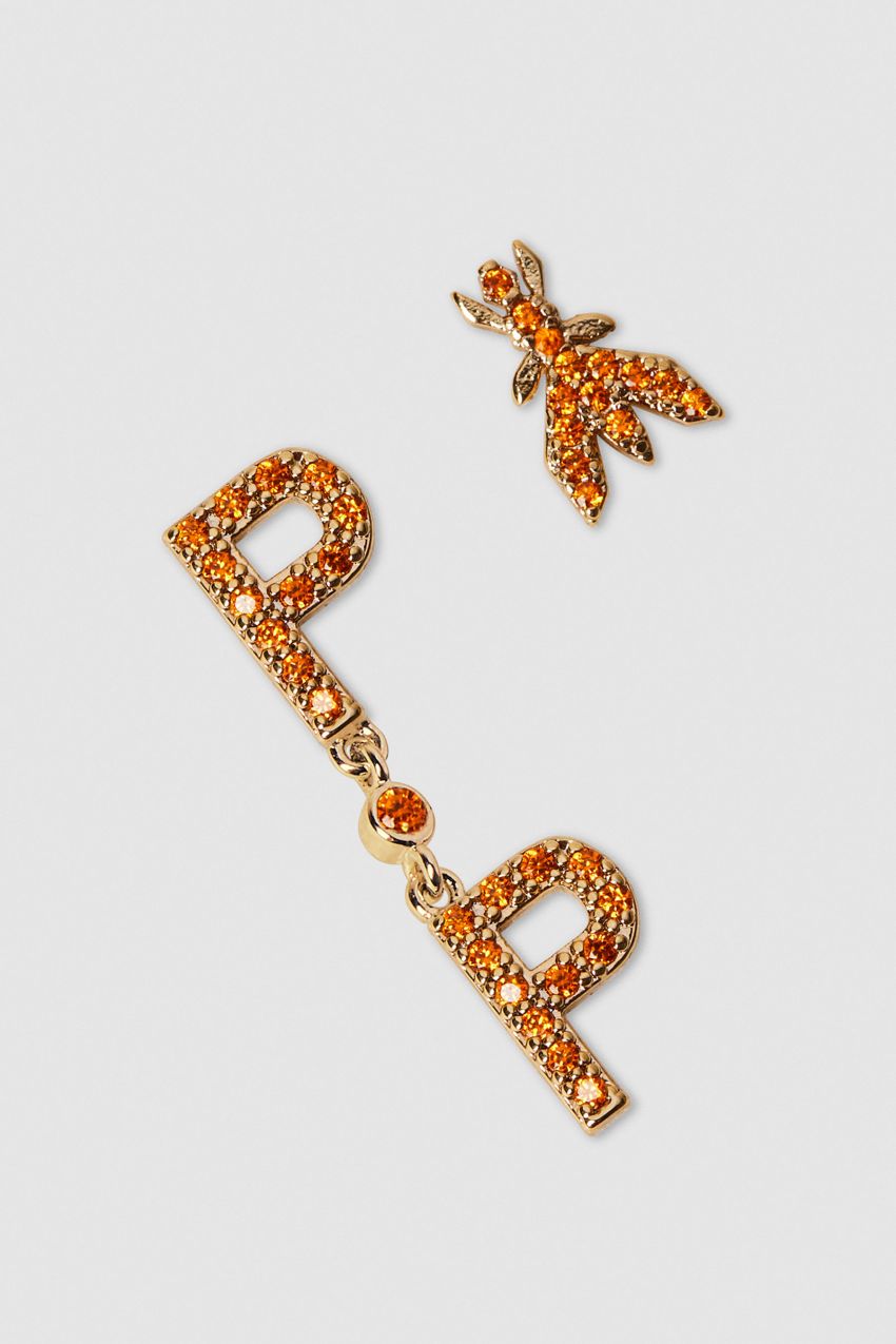 Patrizia Pepe Brass And Glass Earrings Oranje | YUX016748