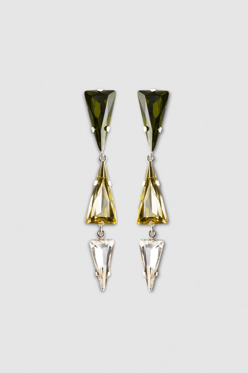 Patrizia Pepe Brass Earrings With Rhinestones Groen | UTD674058