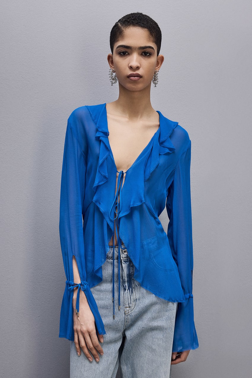 Patrizia Pepe Chiffon Blouse Blauw | EOA510246