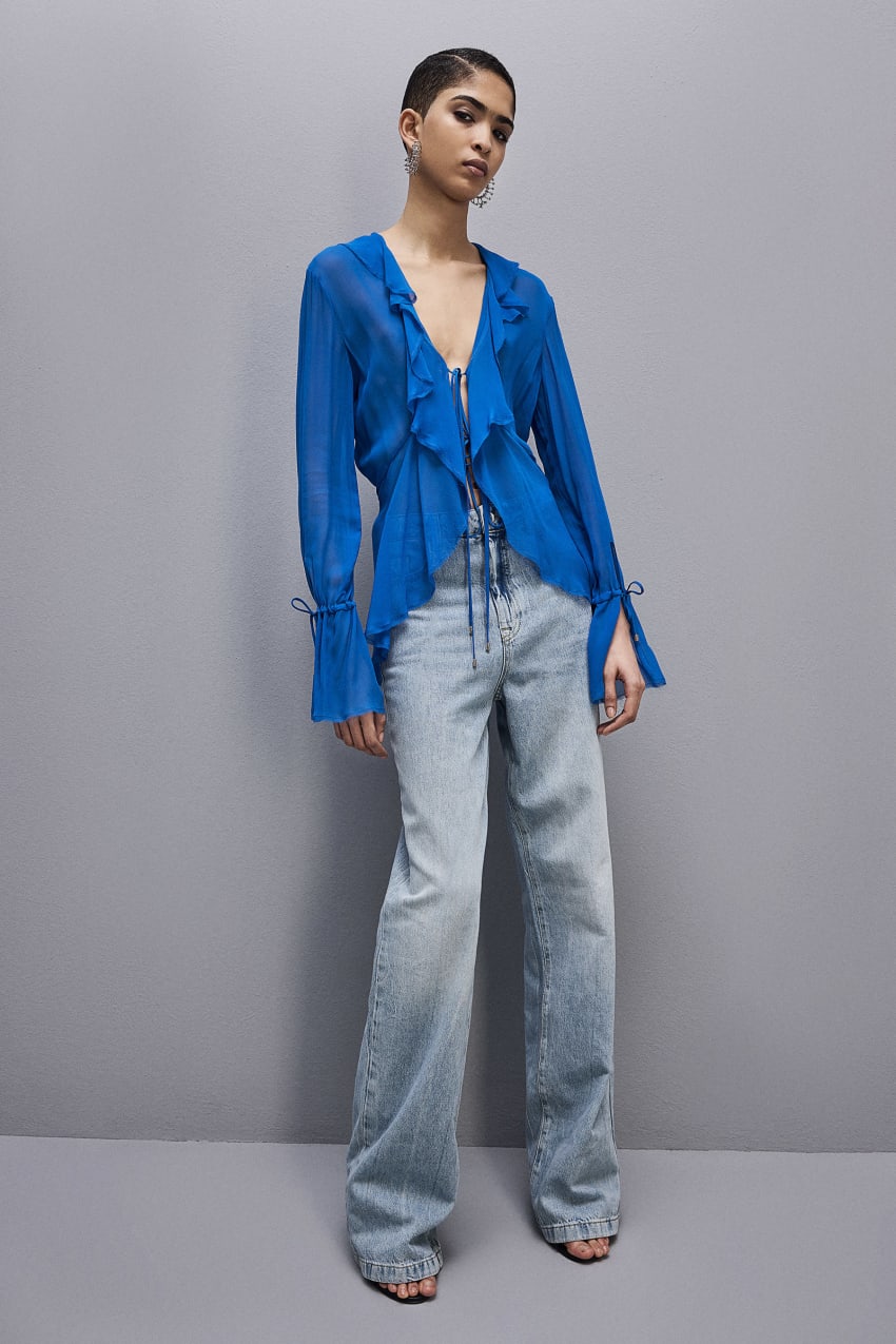 Patrizia Pepe Chiffon Blouse Blauw | EOA510246