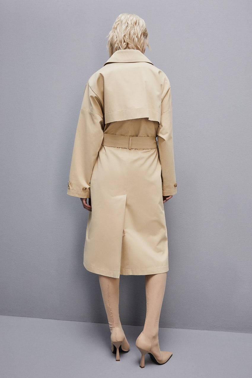 Patrizia Pepe Cotton Over Trench Coat Beige | LMY762801