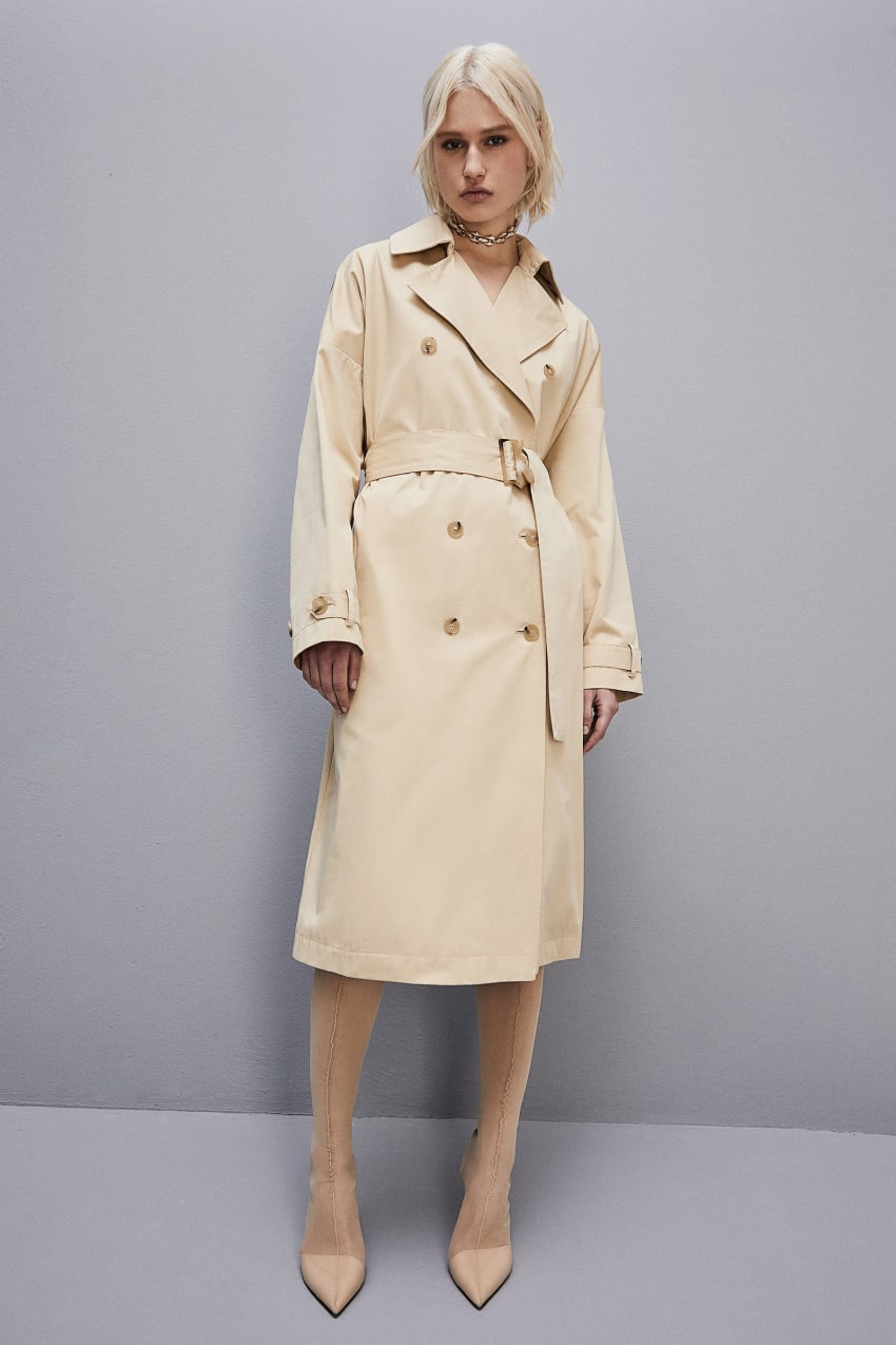 Patrizia Pepe Cotton Over Trench Coat Beige | LMY762801