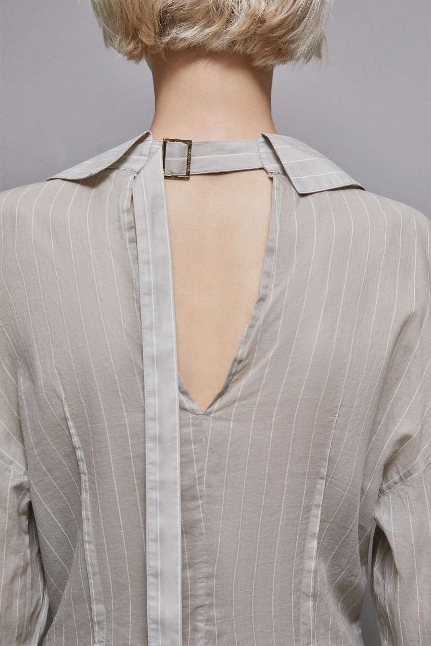 Patrizia Pepe Cotton Pinstripe Shirt Grijs | ZMT482359