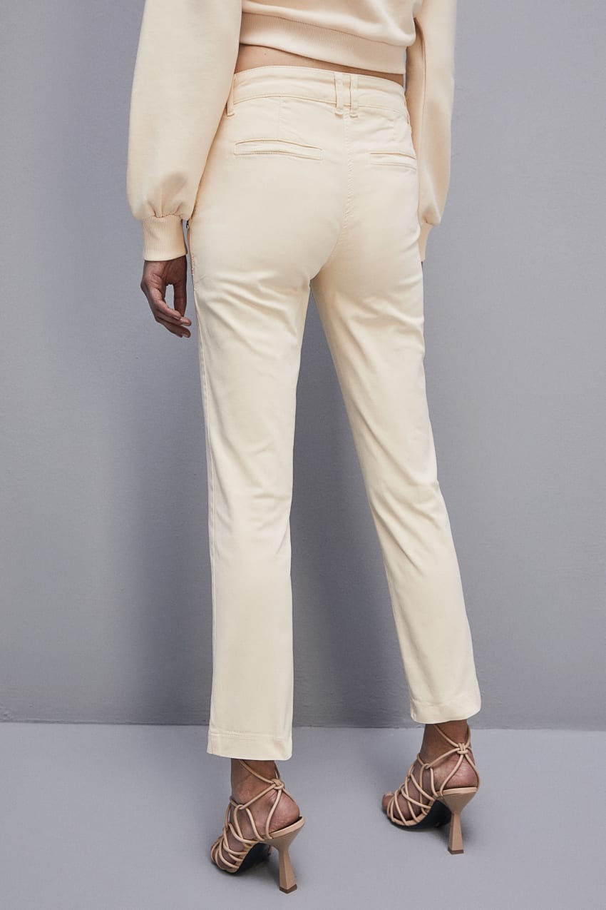 Patrizia Pepe Cotton Satin Chino Pants Beige | CGS678209