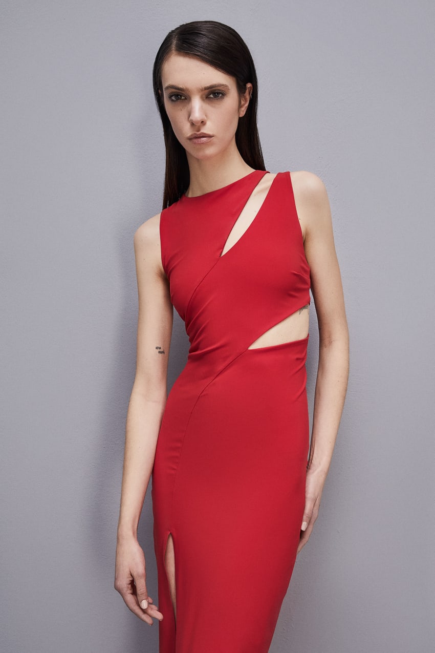 Patrizia Pepe Cut-out Jersey Dress Rood | WET596821