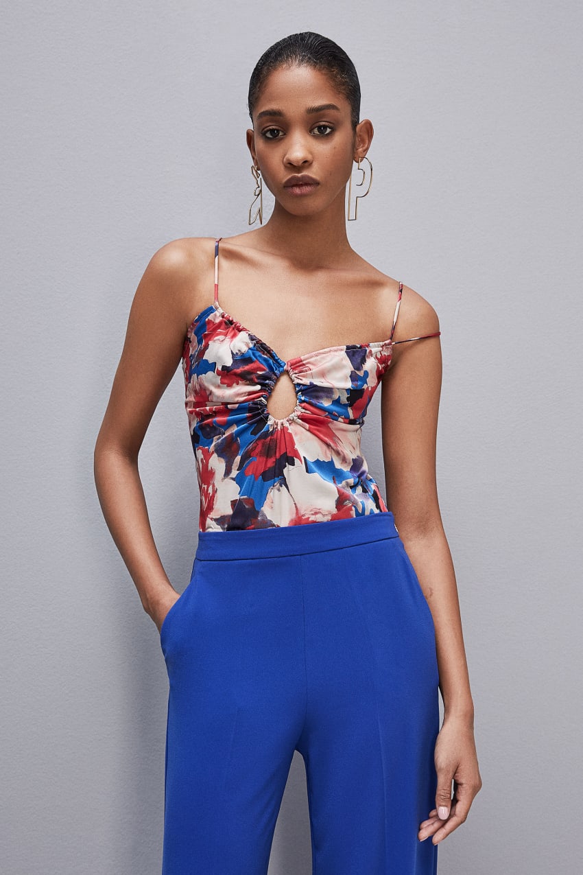 Patrizia Pepe Cut-out Top With Straps In Viscose Satin Gekleurd | ASD036895