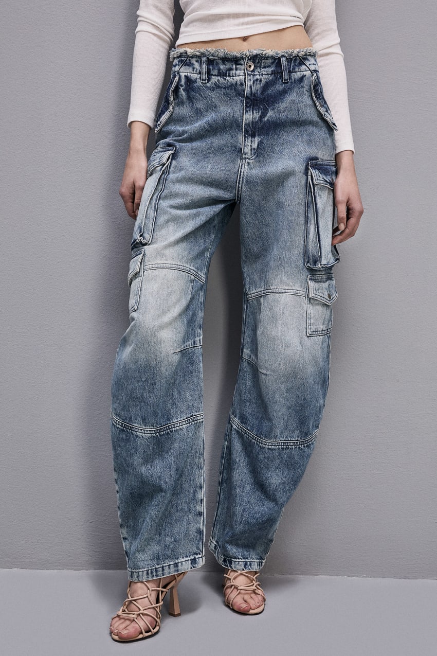 Patrizia Pepe Denim Cargo Pants Lichtblauw | FOR316402