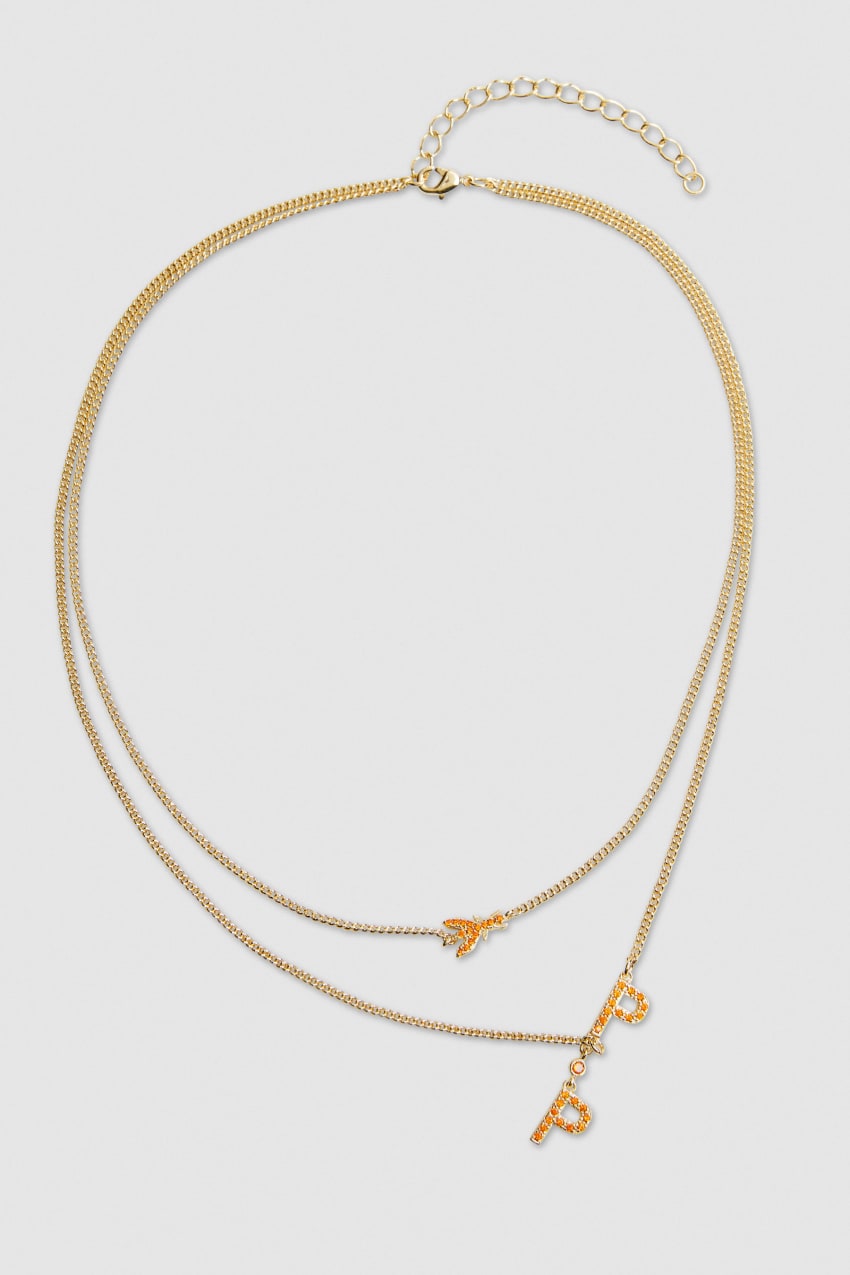 Patrizia Pepe Double Chain Brass Necklace Oranje | QLC761249