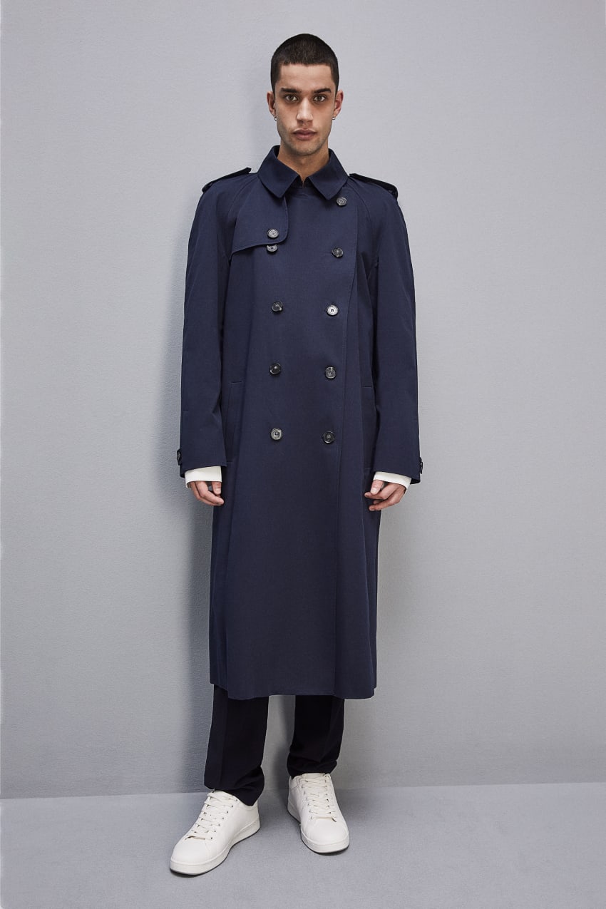 Patrizia Pepe Double-breasted Cotton Gabardine Trench Coat Blauw | ASH794183