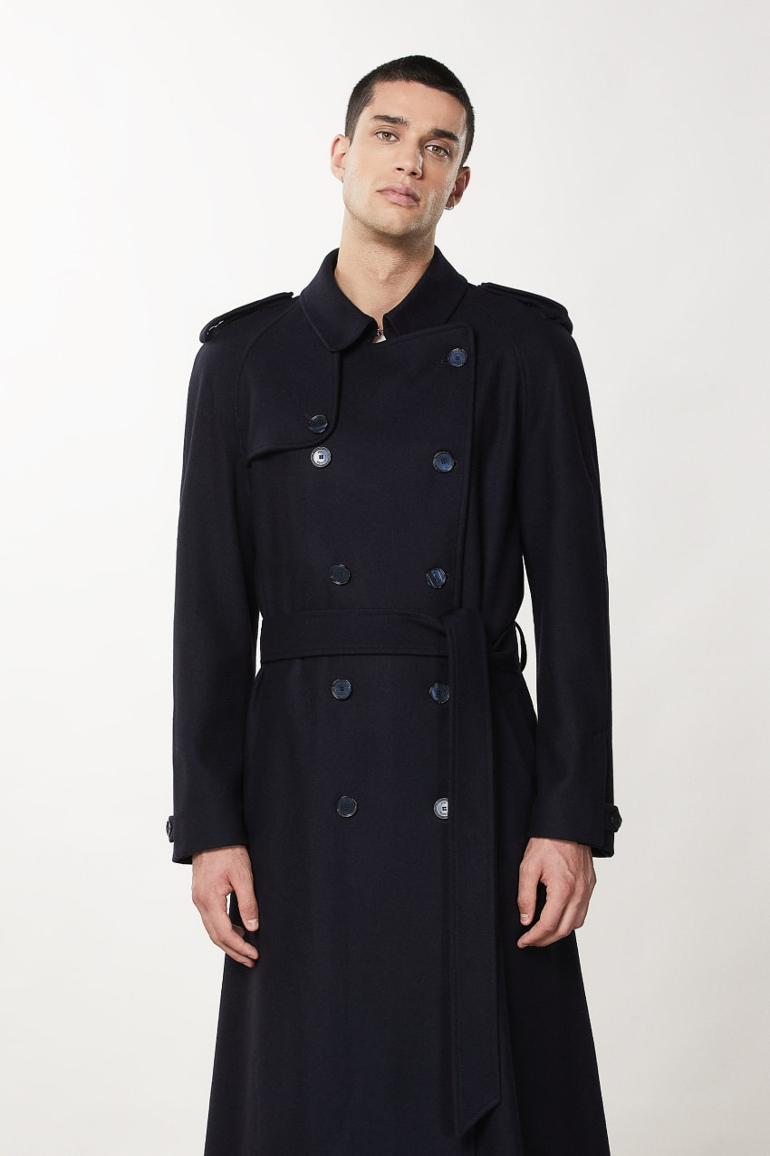 Patrizia Pepe Double-breasted Wool-blend Trench Coat Blauw | GHU840769