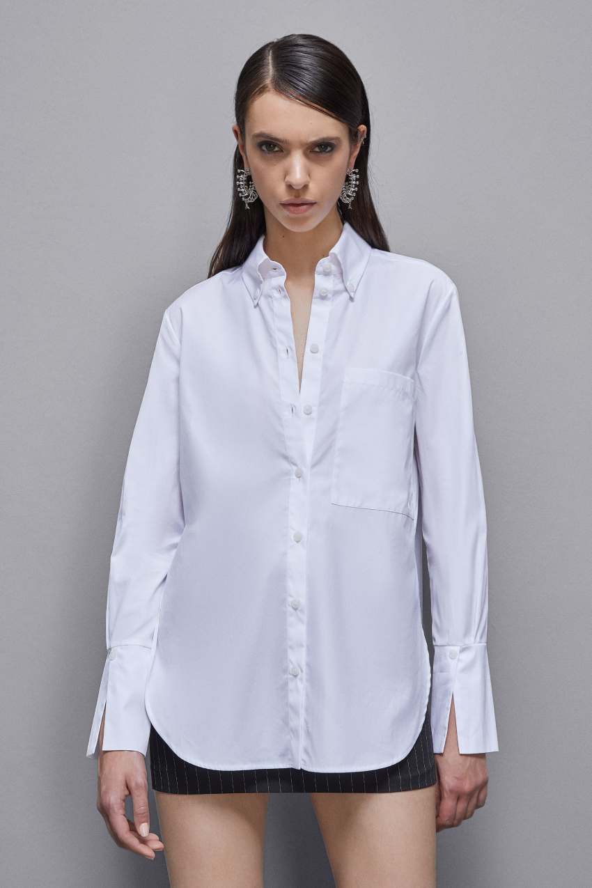 Patrizia Pepe Essential Cotton Shirt With Pocket Wit | ZBI058472