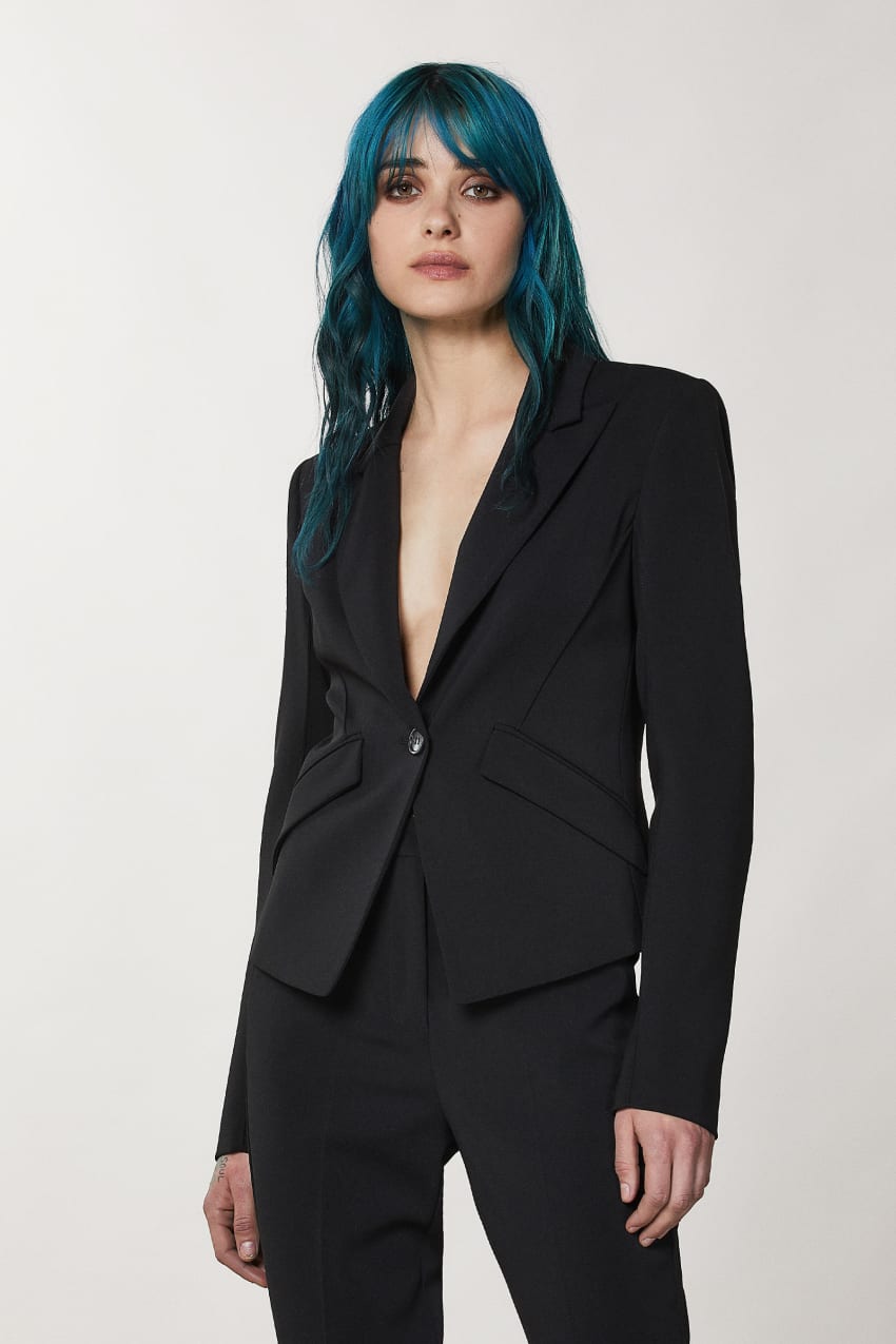 Patrizia Pepe Essential Crepe Jacket Zwart | GVM750483