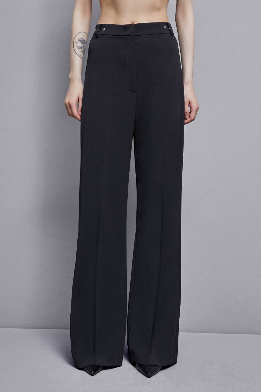 Patrizia Pepe Essential Crepe Palazzo-fit Pants Zwart | IGS742805