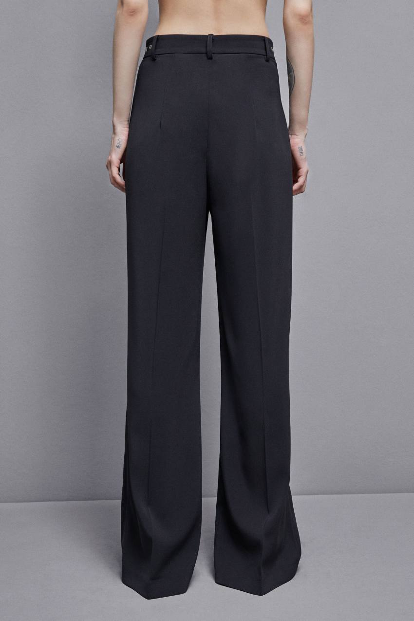 Patrizia Pepe Essential Crepe Palazzo-fit Pants Zwart | IGS742805