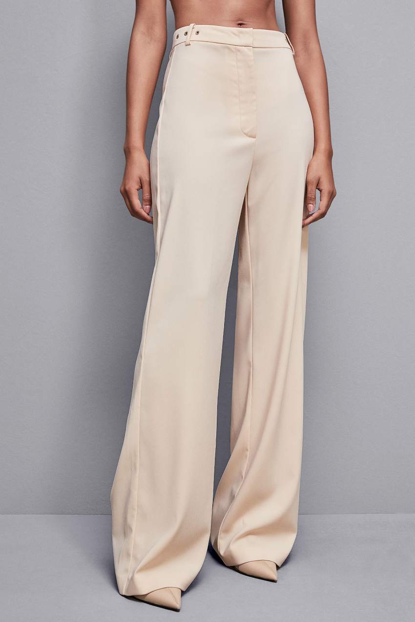 Patrizia Pepe Essential Crepe Palazzo-fit Pants Beige | LRT206513