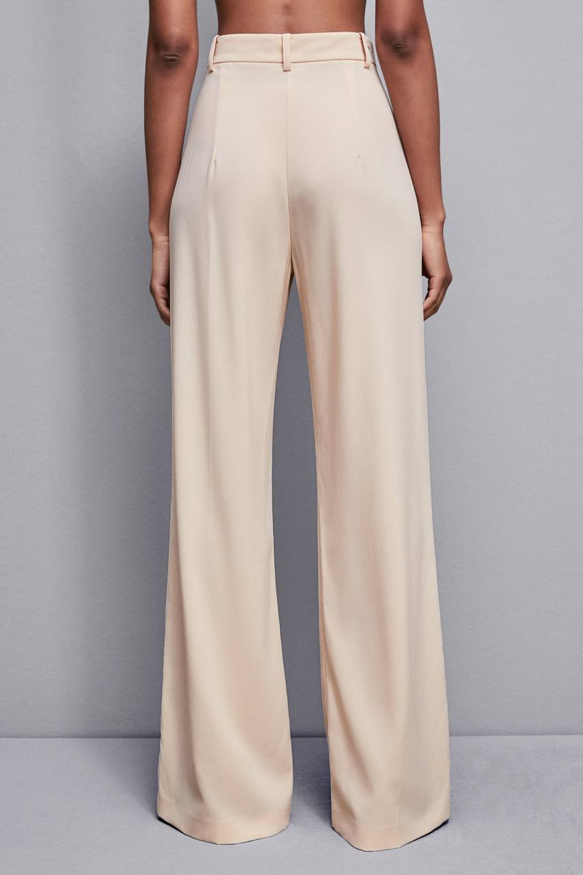 Patrizia Pepe Essential Crepe Palazzo-fit Pants Beige | LRT206513